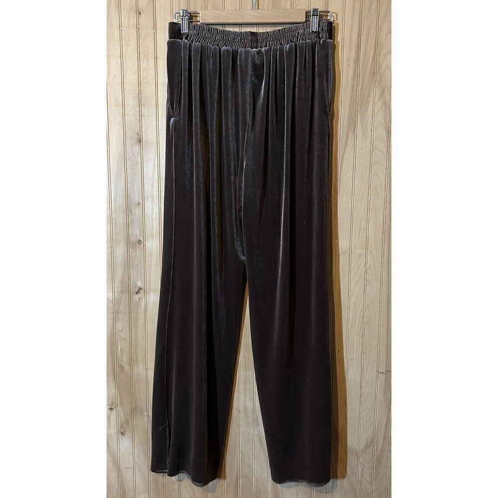 VS-Sport Brown Velvet Elastic Waist Wide Leg Front Pockets Women's Small - Picture 2 of 5
